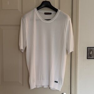 Loro Piana White Short Sleeve Knit Top
